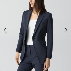 Theory Women’s Navy Pinstripe Etiennette Blazer in Good Wool - 6